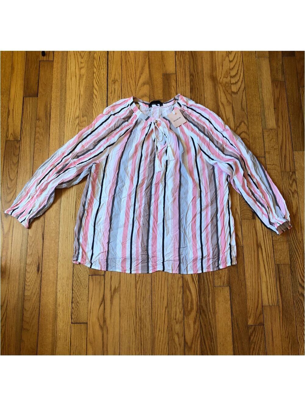 Bloomchic NWT Women's Pink Striped Long Sleeve Blouse Size 18-20